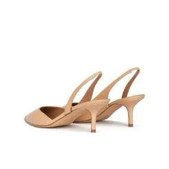 Simonique Slingback mid heel pumps in beige leather