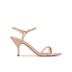 Sonique Strappy mid heel sandals in nude patent leather