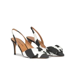 Veronique Bow detailed slingback pumps in black and white fabric